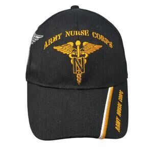 Army Nurse Corps Strapback Baseball Cap Black One Size Adjustable KYS Design Cap